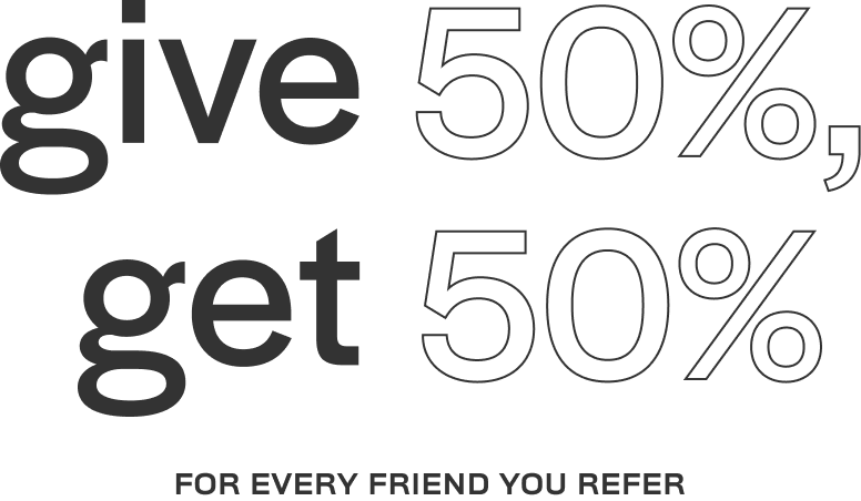 Give 50 get 50 text